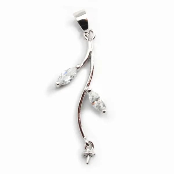 Argent 925 rhodié pendentif en fleur avec zircon 35mm x 5 PCS  