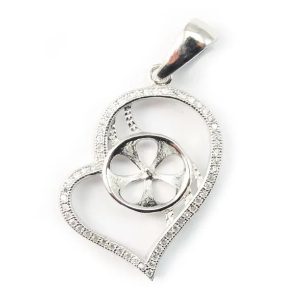 Argent 925 Rhodié Bélière  pour deux perles 16mm x 5 pcs