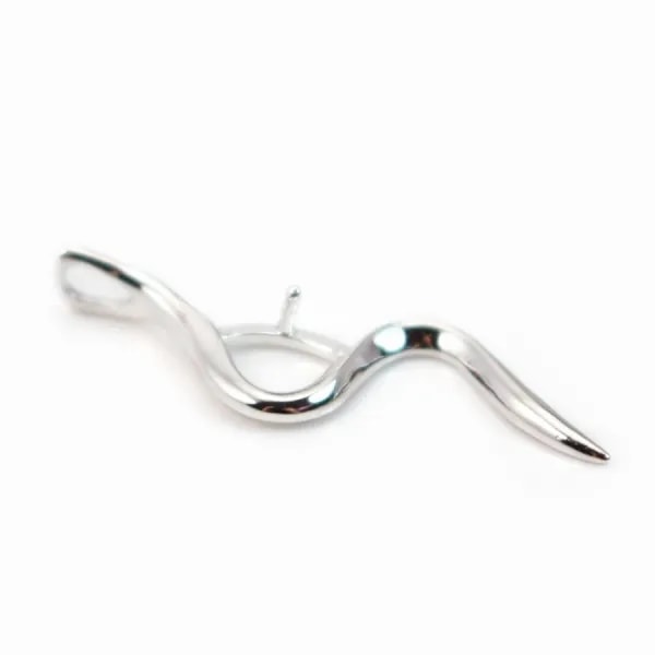 Pendant & snake , silver 925 rhodium,for half- drille x 1pc