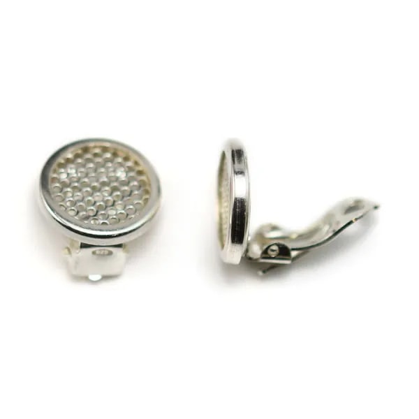 EAR CLIPS WITH SIEVE 14MM SILVER 925 X2PCS