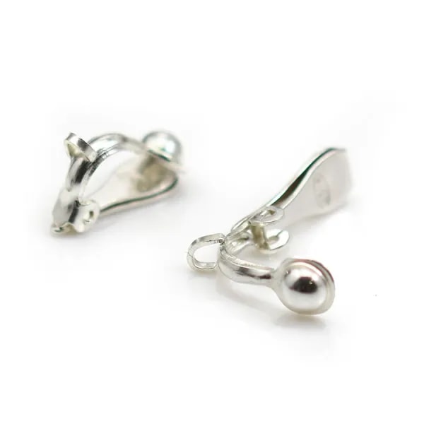 Clip d'oreille en argent 925, pour perle à coller, 5 * 13mm x 2 st