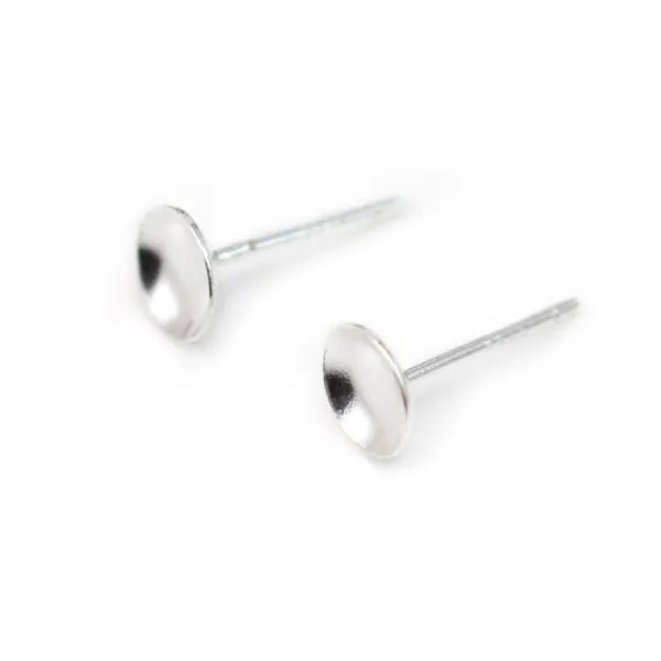 Ear clutches with cup Smooth, Sterling Silver 925 , 6mm  x 2pcs 