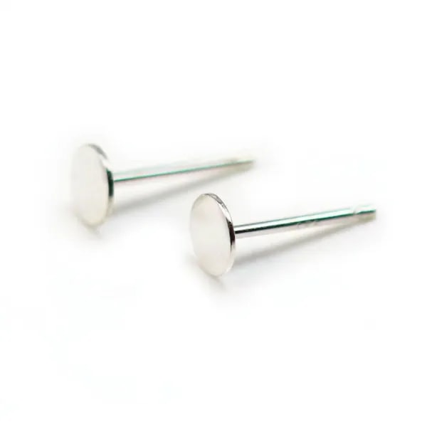 Argent 925 Clou boucle D'oreille pour perle coupelle 5mm  X4 pcs 