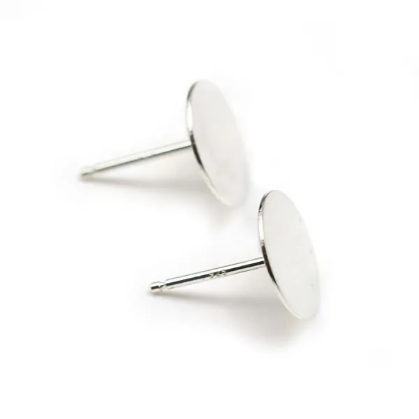 925 silver earring studs, for round cabochon measuring 10mm x 2pcs