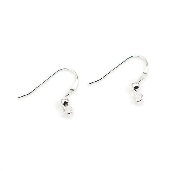Argent 925 Crochet boucle D'oreilles avec une boule x 2pcs