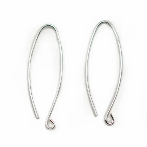 Argent 925 Crochet boucle d'oreille 32mm x 2pcs