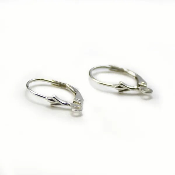 Leverbacks Lily flower, 925 Sterling Silver 17x9mm x 2pcs