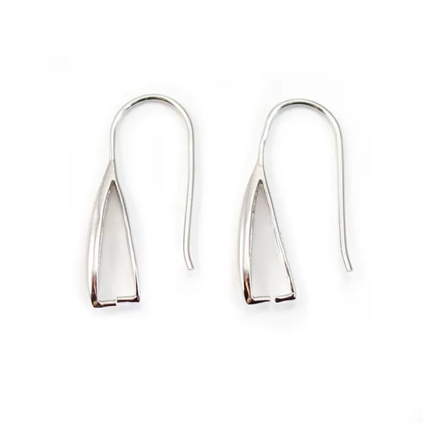 Crochet d'oreilles & attache pendentif ,argent 925 rhodié ,22mm x 2pcs