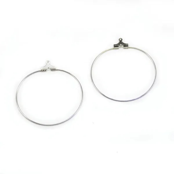 Argent 925 créoles à décorer 40 mm  x 2pcs