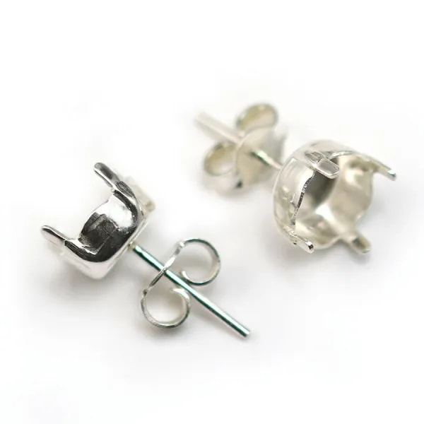 Stud earrings holder cabochon 925 8.5mm x 2pcs