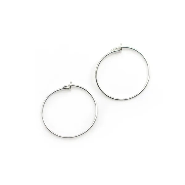 Round creole to decorate, in 925 silver, in size of 15 * 0.7mm x 4 pcs