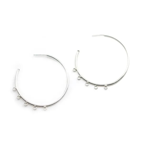 Créole ronde à décorer, en argent 925, de taille 44mm x 2pcs