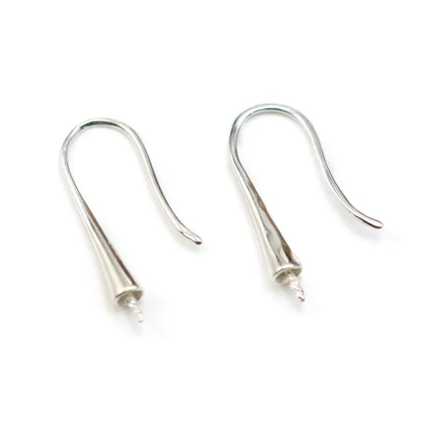 Argent 925 Rhodié Clou boucle D'oreille en coupelle x 2pcs