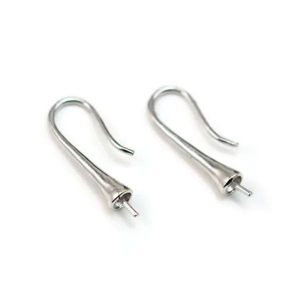 Argent 925 Rhodié Clou boucle D'oreille en coupelle x 2 st