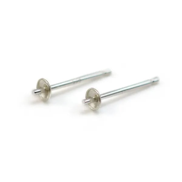 Ear clutches for half-drilled pearls, Sterling Silver 925  3mm  x 4 pcs 