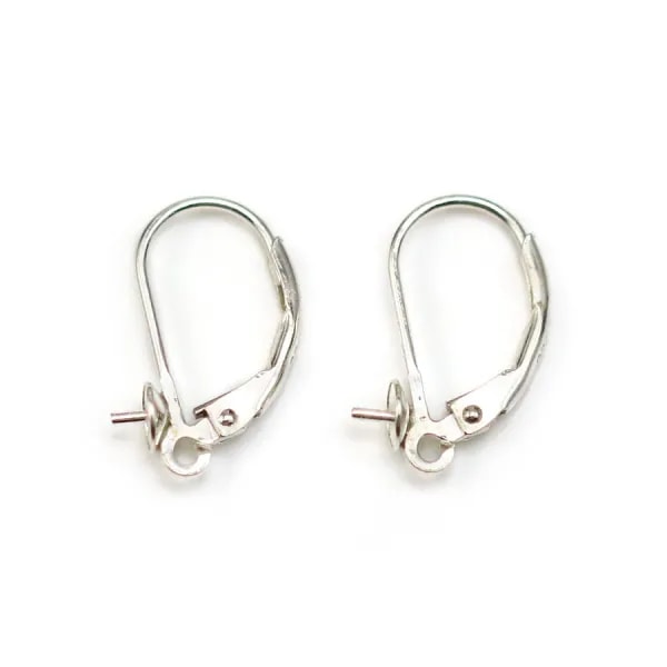 Dormeuses pour perle demi-percée, Argent 925  8mm  x 2pcs