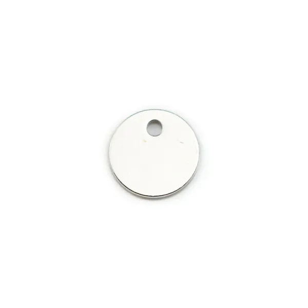 Breloque médaille ronde à graver en argent 925 8mm x 4pcs
