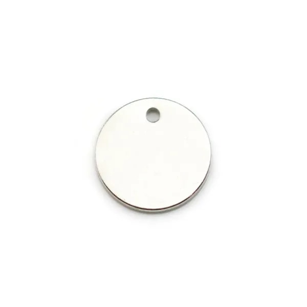 Argent 925 Breloque médaille à graver 1 côté 10mm x 2pcs