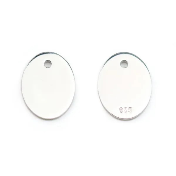 Breloque médaille ovale à graver en argent 925 11x14mm x 1pc