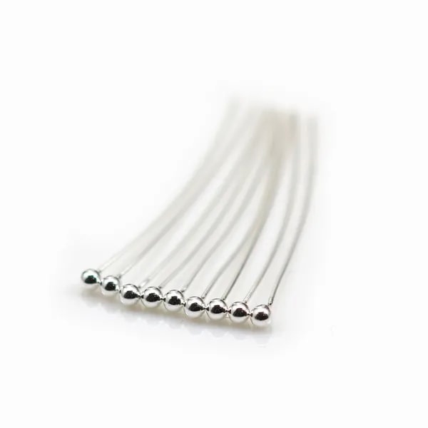 Clou à tête boule en argent 925 1.6x0.4x25mm x 10pcs