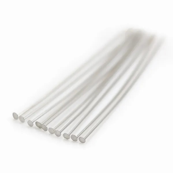 Clou à tête plate en argent 925 rhodié 1.5x0.5x40mm x10pcs