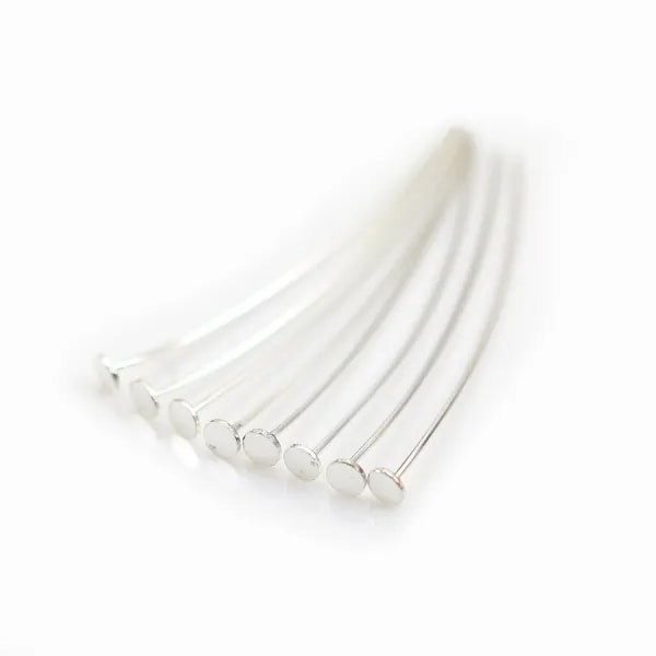 925 sterling silver flat head pin 2x0.4x25mm x 10pcs