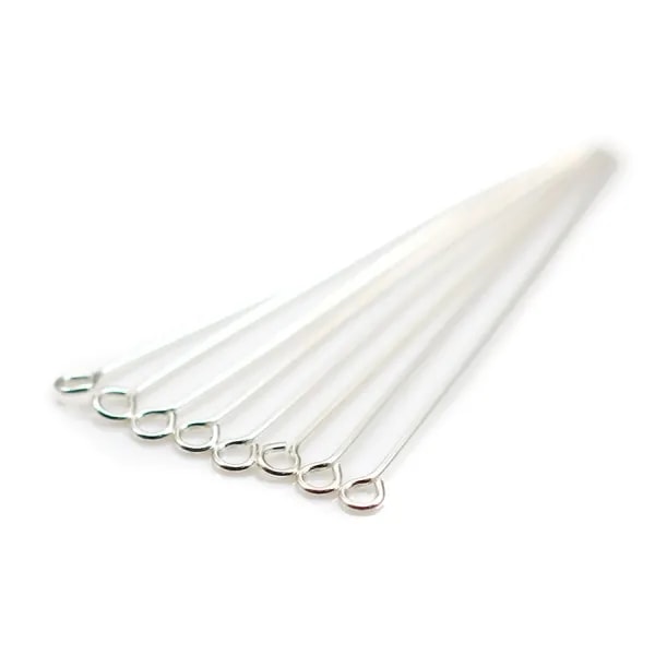 Clou à anneau en argent 925 0.6x40mm x 8pcs