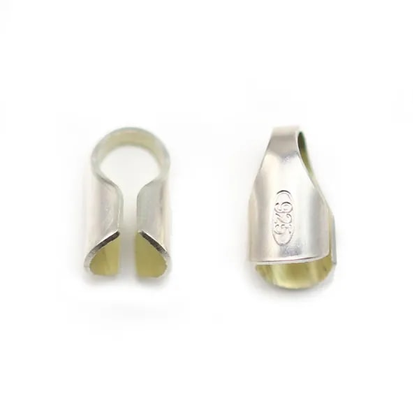 Tip in 925 silver, used for cord and leather, 4mm x 4pcs