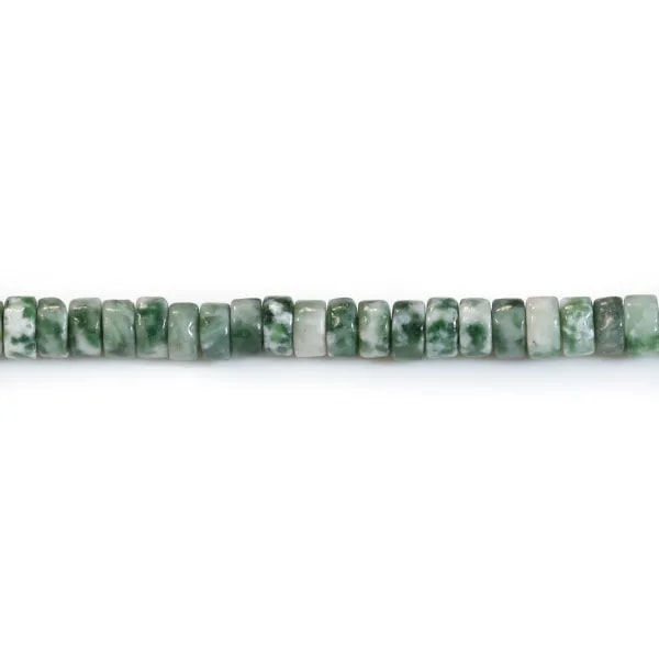 Jaspe de tache verte, en forme de rondelle Heishi 2x4mm x 40cm
