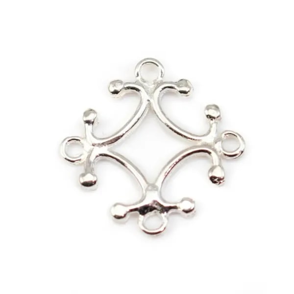 Sterling Silver 925 Cross Rhombus Intercalary 15x15mm x 1pc 