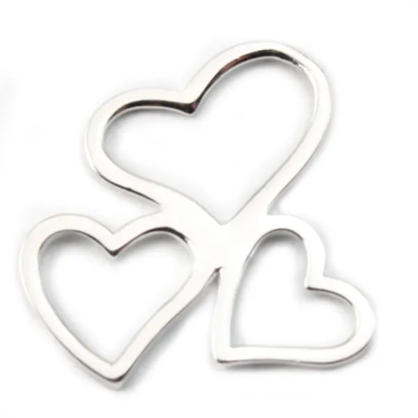 Argent 925 intercalaire trois coeurs ajouté 20 mm x 1pc
