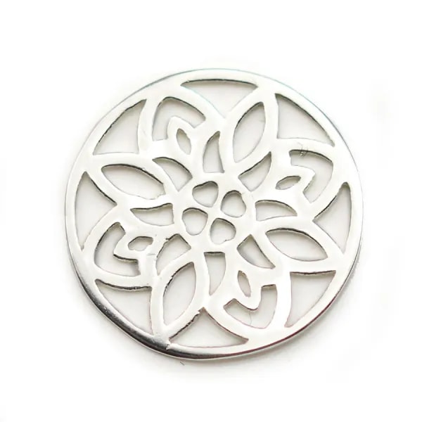 Filigree in 925 silver, in shape of a circled flower, 14.5mm x 1pc