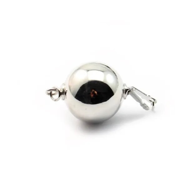 Argent 925 RHODIE Fermoir soufflet  rond 12mm x 1pc  