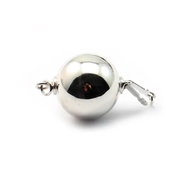 Argent 925 RHODIE Fermoir soufflet  rond 12mm x 1pc  