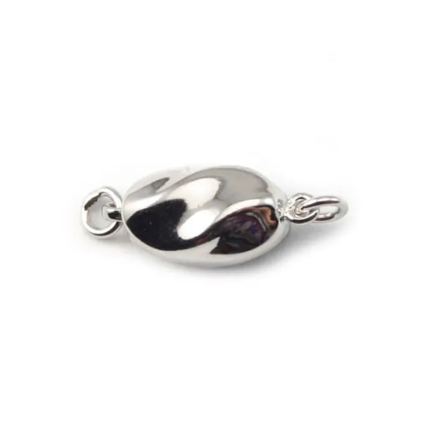 Fermoir rhodie Soufflet  oval argent  7.5x16mm x1pcs