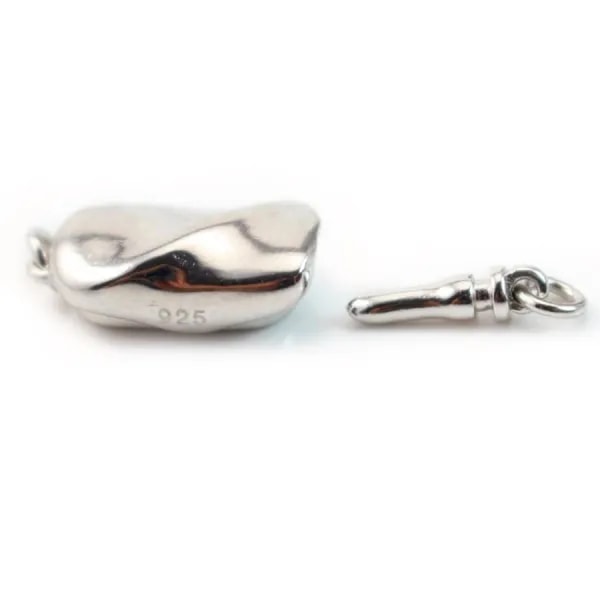 Fermoir Soufflet Rectangle, argent 925  7x14mm x1pcs