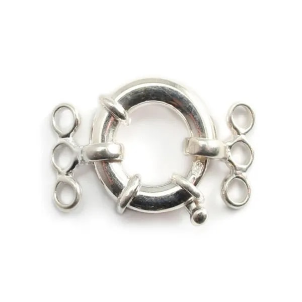 Argent 925 Fermoir bouée 15mm 3 Rangs x 1pc
