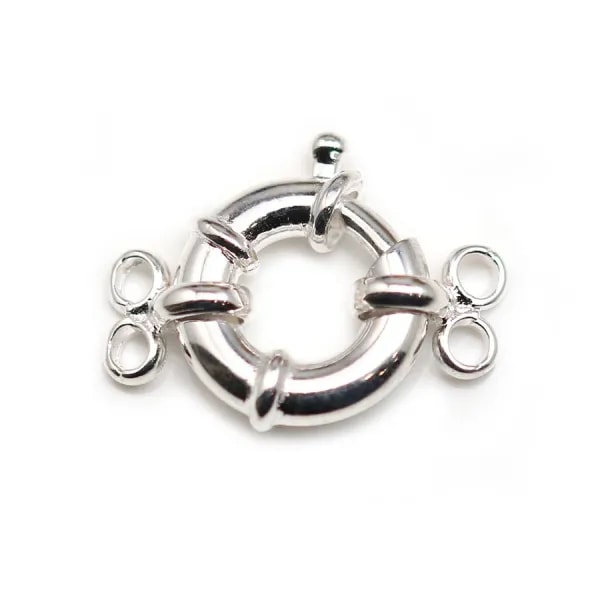 Silver 925 clasp spring ring 14mm 2 strands  x 1pc