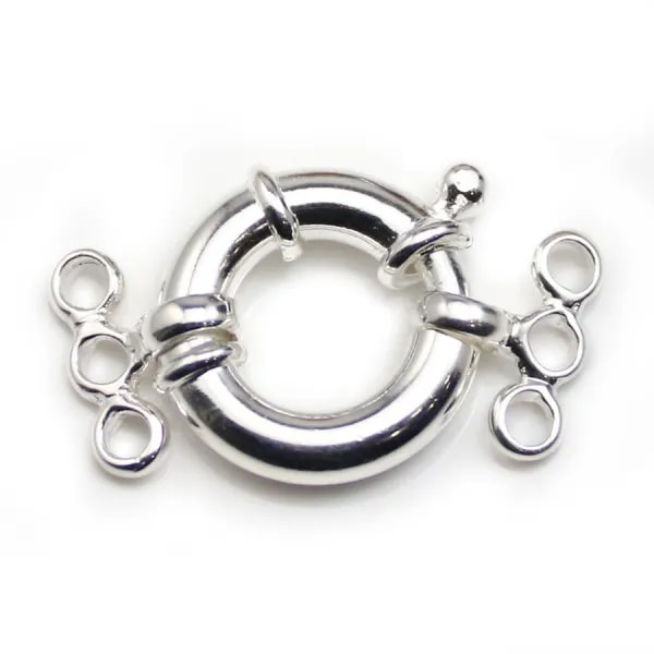 Fermoir à ressort  pour 3 Rangs, Argent 925 16mm x 1pc