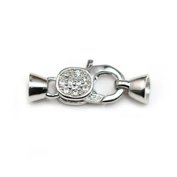 Fermoir mousqueton avec zircons, Argent 925 9x21mm x 1pc