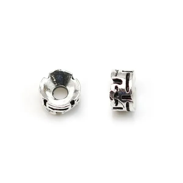 Intercalary 925 silver, in round shape and cut chased, in size of 3 * 5mm x 4 pcs