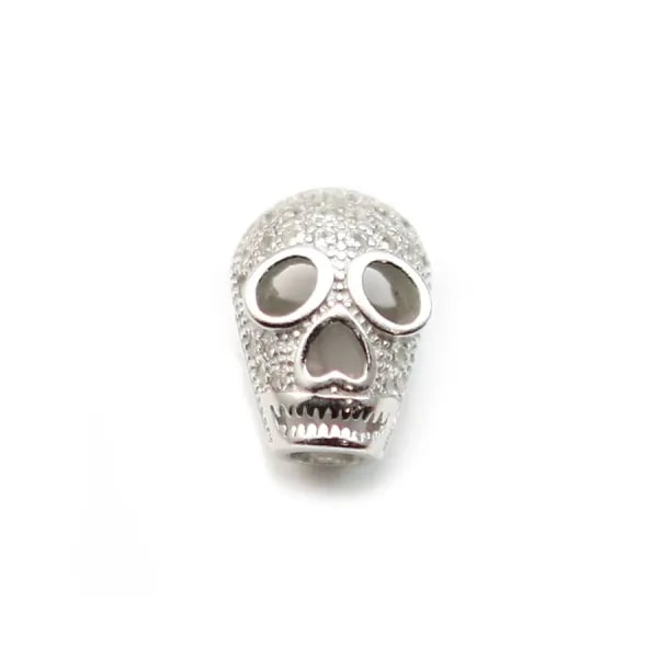 Tête de mort en argent 925 & oxyde de zirconium 10.5mm x 1pc