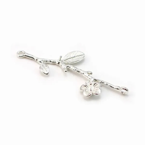 Intercalaire branche avec fleur pour perle semi percé 18x43mm x 1pc