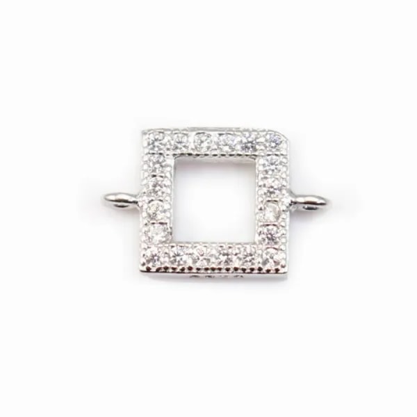 Spacer silver 925 and strass Square 7x10mm x 1pc