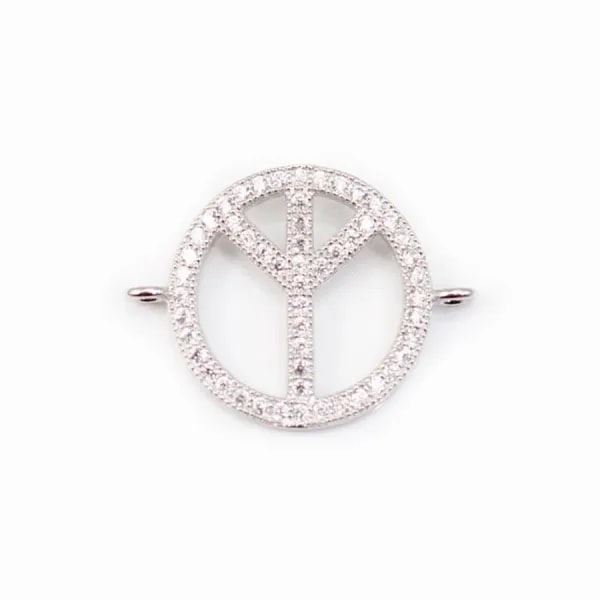 Intercalaire argent 925 et strass Peace et Love 15.5x20mm x 1pc