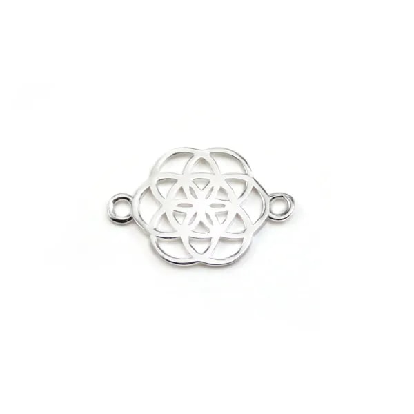 Intercalaire en forme de fleur, en argent 925, 11x16.5mm x 1pc