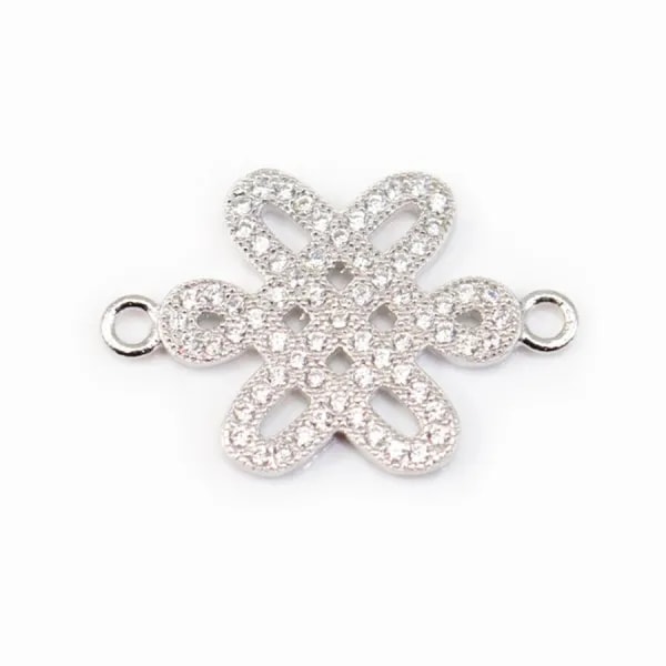 Intercalaire argent 925 et strass  Nœud chinois 15x22mm x 1pc