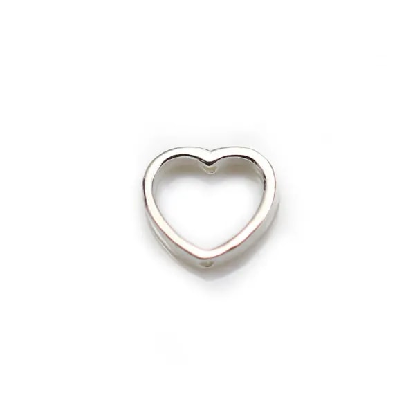 Intercalaire en argent 925, en forme de coeur, avec 2 trous, 9 * 10mm x 2pcs