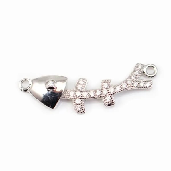 Intercalaire argent 925 et strass Arêtes de poisson 7.5x26mm x 1pc