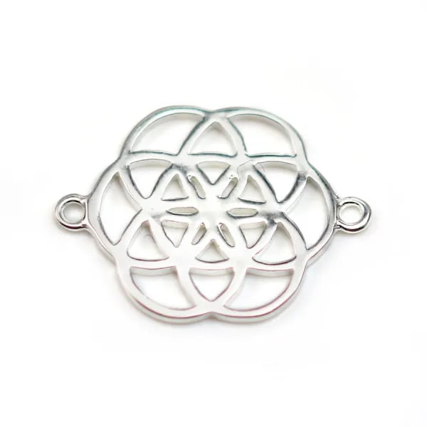 Intercalary flower silver 925 rhodié, 16x22mm x 1pc